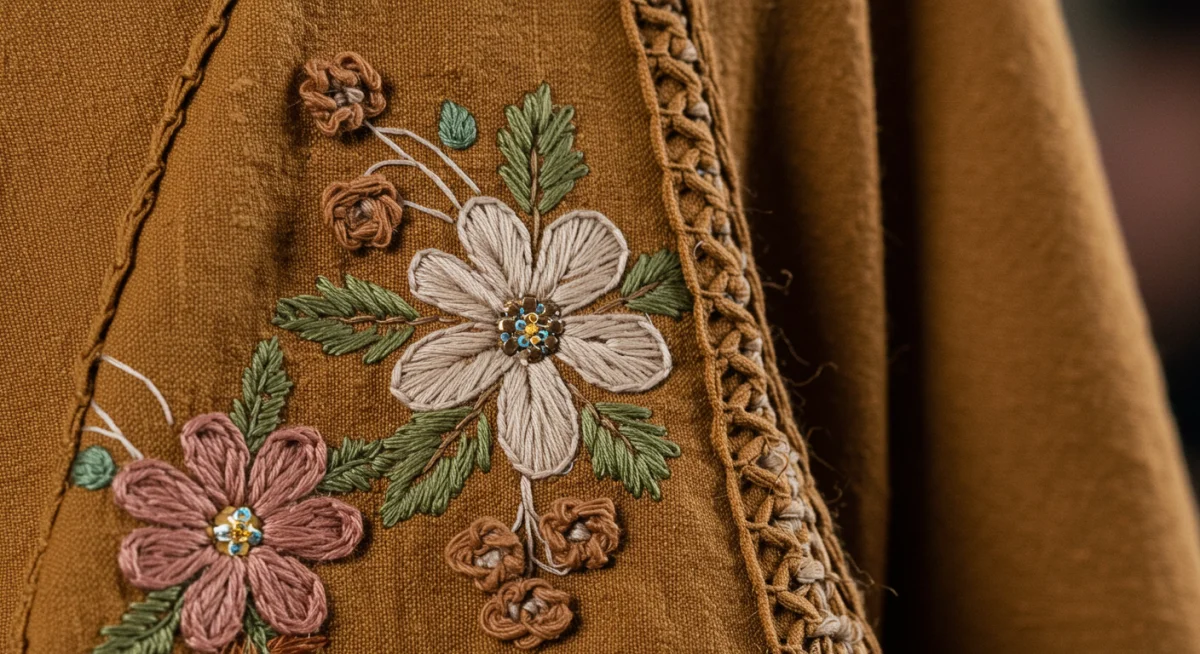 Intricate artisanal detailing on a garment, Spring 2025 trend