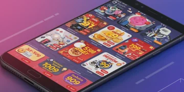 Smartphone displaying a futuristic daily deal app interface with diverse offers for 2025