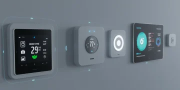 Smart home interior showcasing energy-efficient devices and modern design