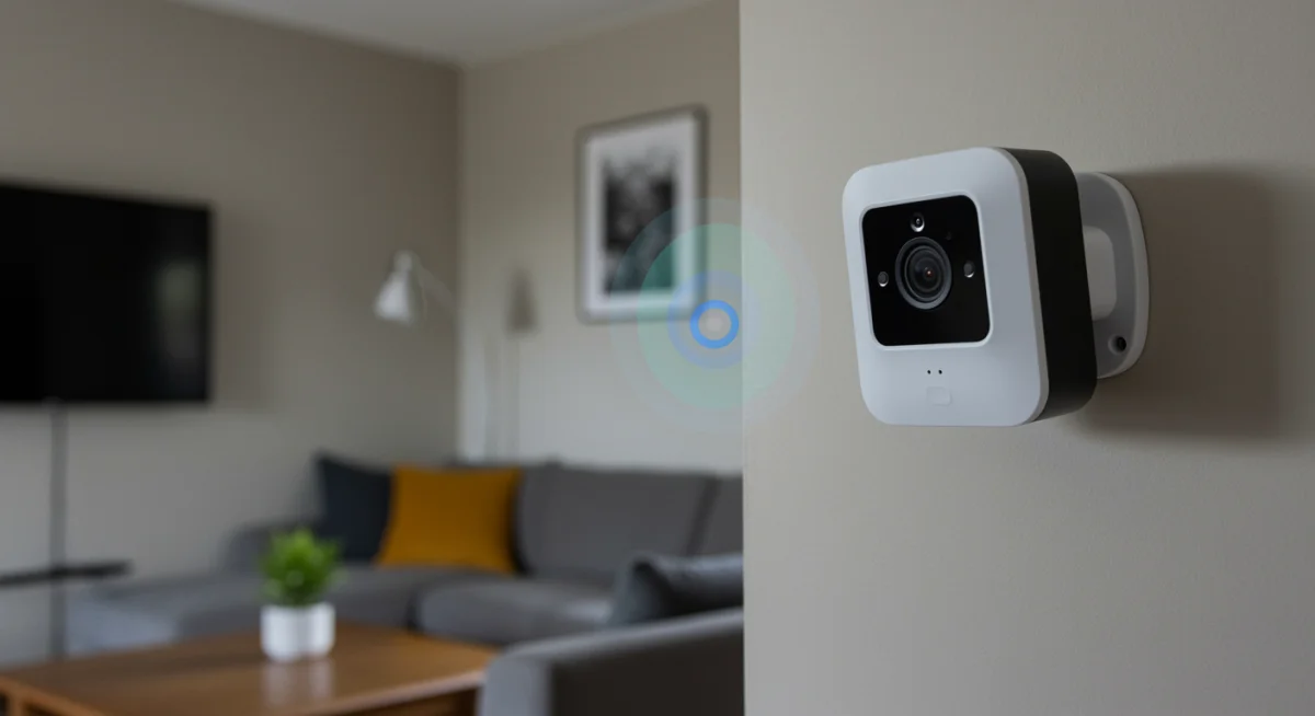 Discreet smart security camera monitoring home interior