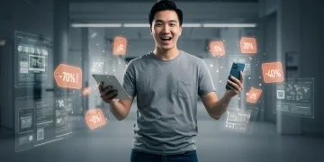 Smart shopper finding 20% off daily electronics deals in 2025