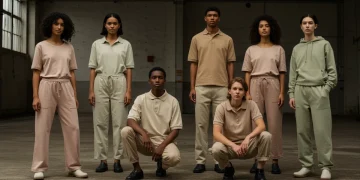 Models showcasing sustainable fashion garments in an urban environment