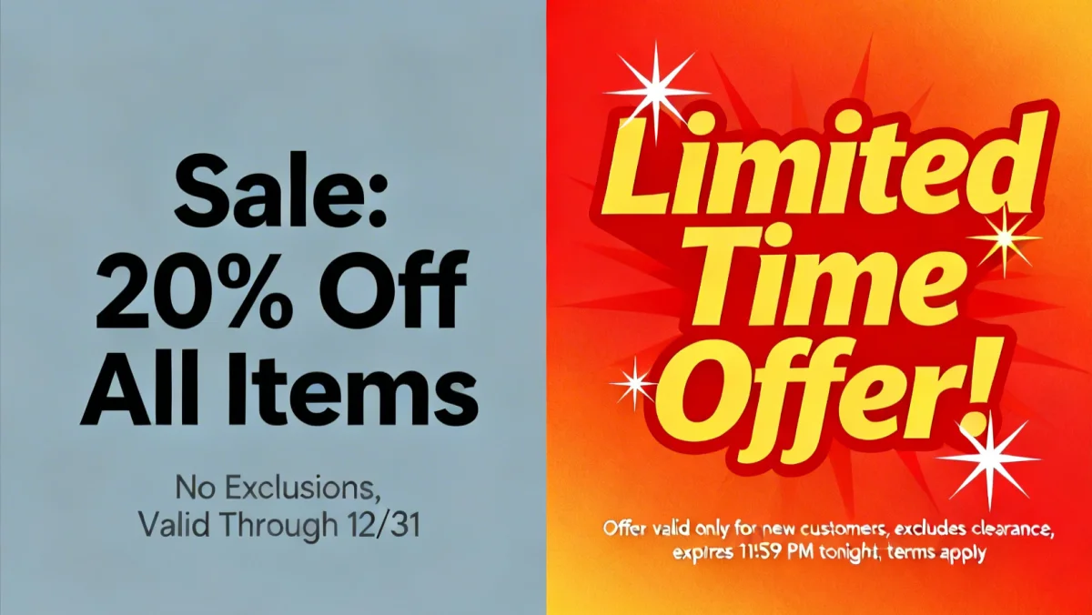 Genuine sale versus exaggerated limited time offer sign