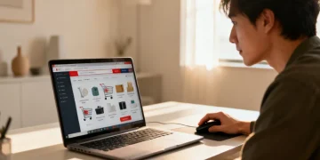 Woman reviewing her online shopping cart for optimizing shopping cart checks