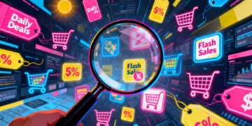 Daily Deals Demystified: Understanding the 3 Types of Offers and Their True Value concept with magnifying glass over deal icons